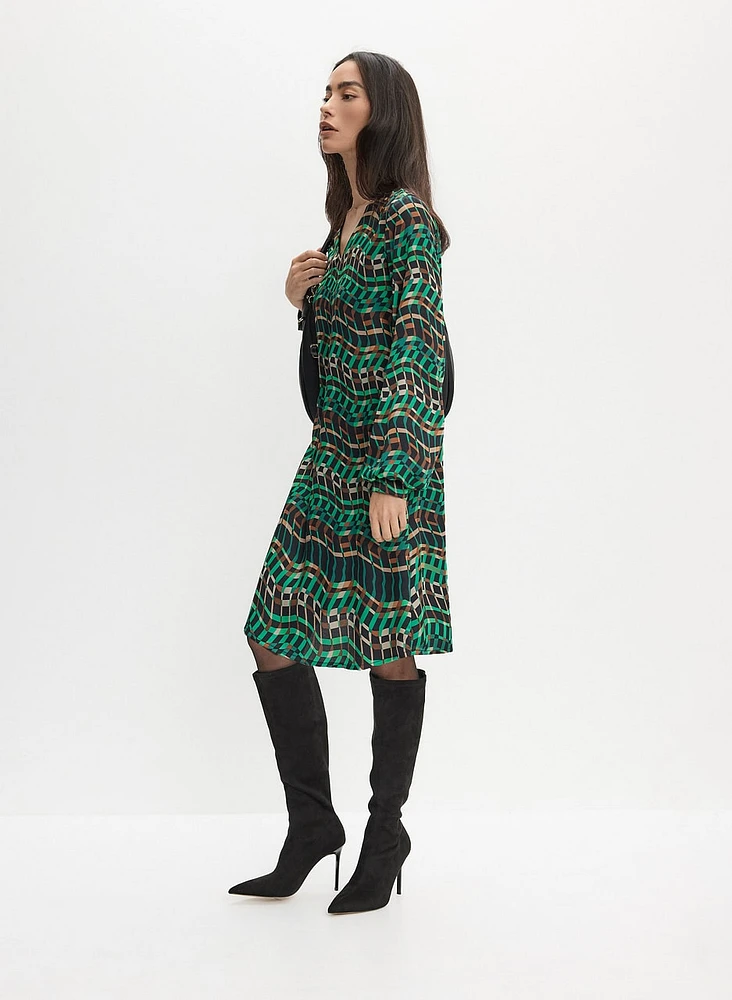 Joseph Ribkoff - Geometric Print V-Neck Dress