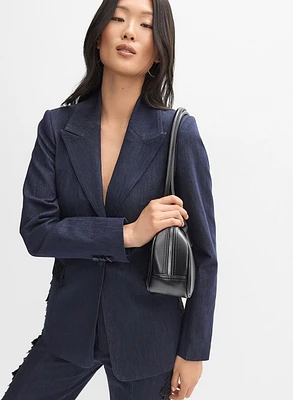Lace Detail Denim Blazer