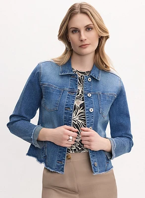 Veste en jean effilochée