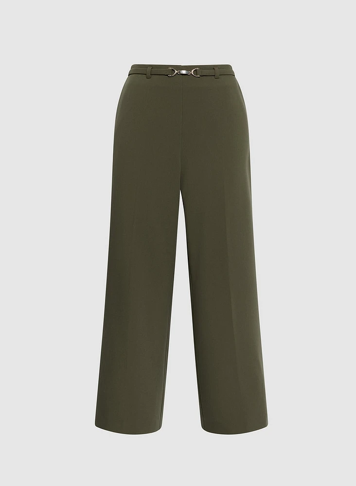 Belted Wide Leg Culotte Pants