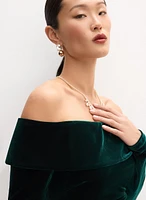 Stretch Velvet Off-the-Shoulder Dress