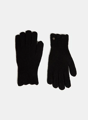 Gants festonnés en mélange de laine