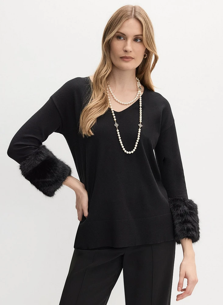 Joseph Ribkoff - Faux Fur Cuff Top