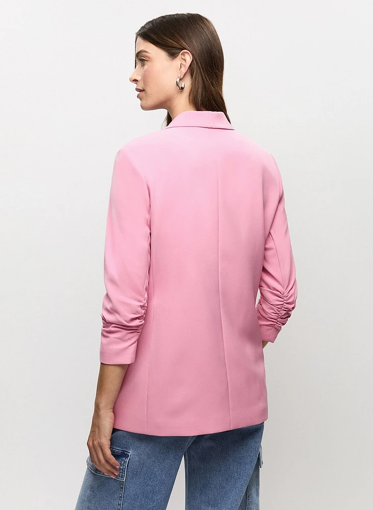 Ruched Sleeve Blazer
