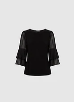 Chiffon Ruffle Sleeve Top