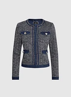 Denim Trim Bouclé Jacket