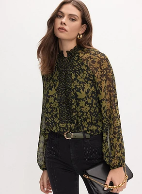 Blouse à motif feuilles