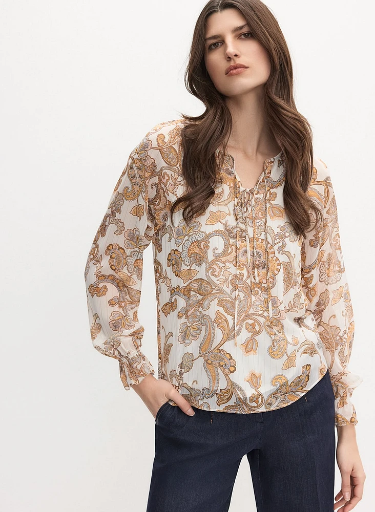 Paisley Print Chiffon Blouse