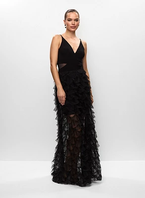 Robe avec jupe volantée en tulle