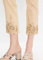 Pearl Embellished Denim Capris