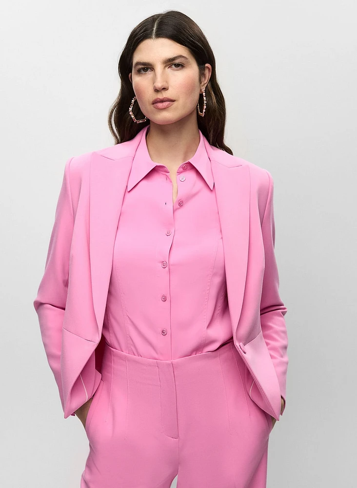 Cropped Single-Button Blazer