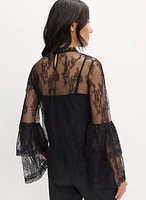 Tiered Bell Sleeve Lace Blouse