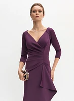 BA Nites- V-Neck Side Flounce Evening Dress