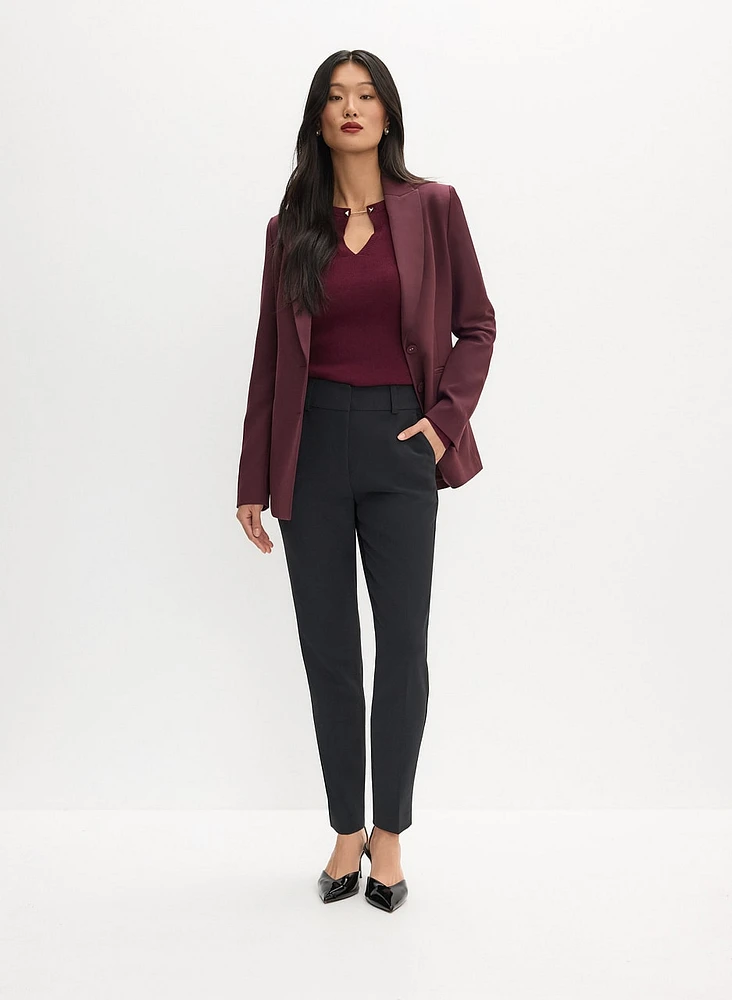 Satin Trim Tuxedo Jacket & Giselle Lace Insert Slim-Leg Pants