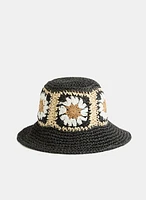 Floral Patchwork Straw Hat