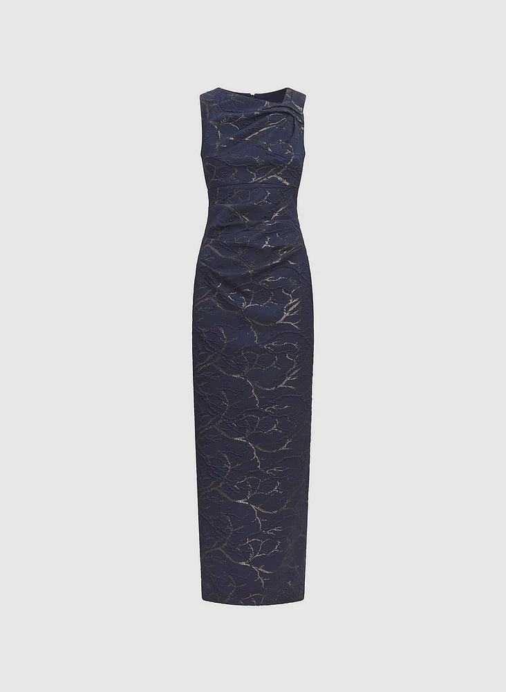 Robe en jacquard à encolure asymétrique