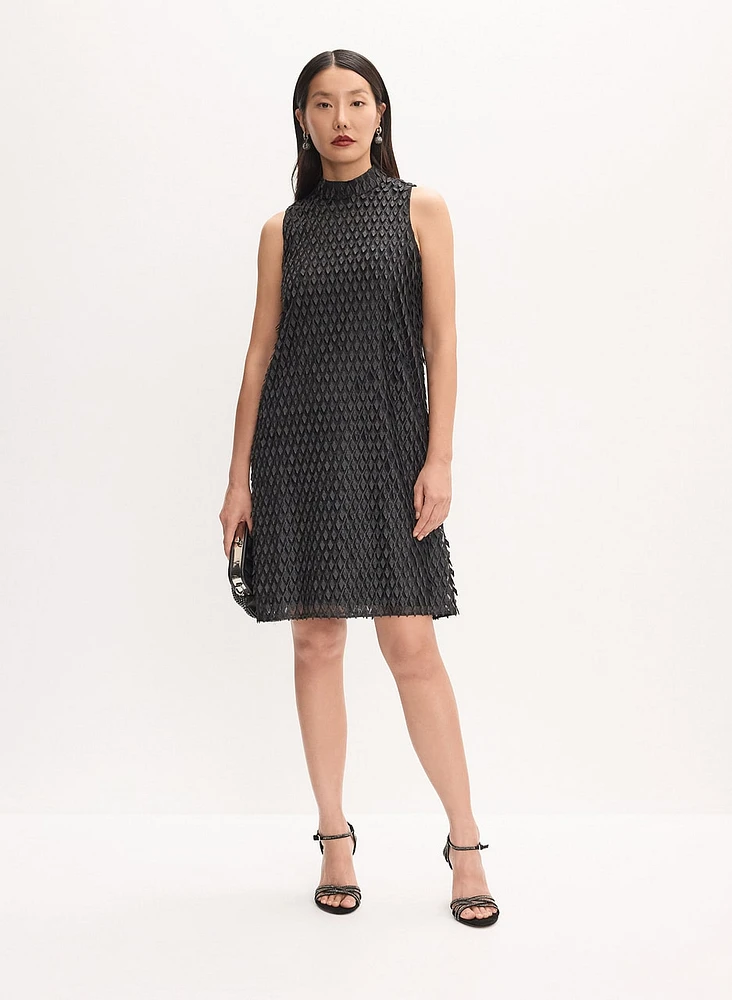 Textured Lace Overlay Dress