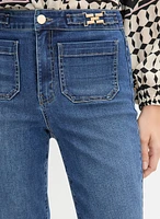 Patch Pocket Flare-Leg Jeans