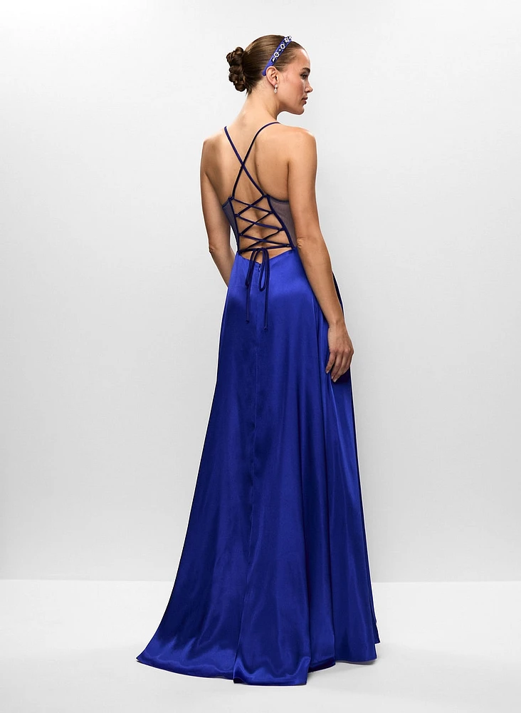 Corset-Style Satin Gown