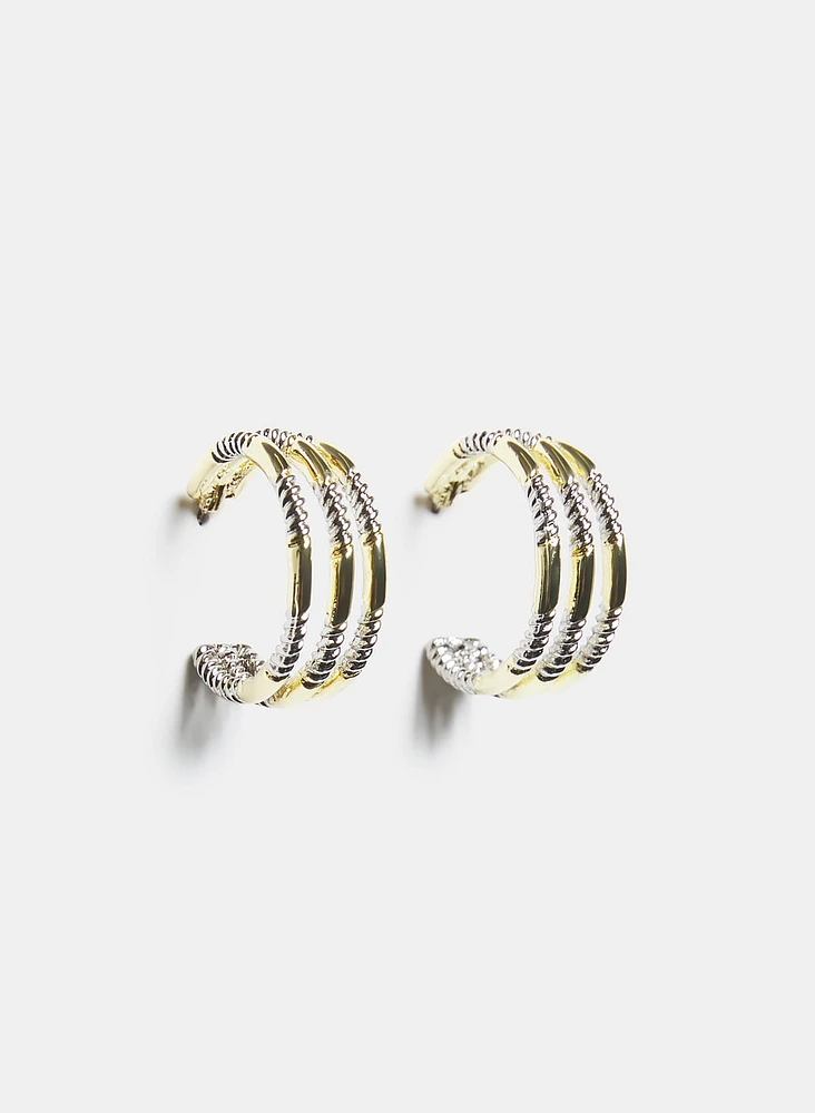 Boucles d'oreilles en anneaux à deux tons