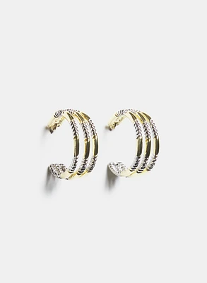Boucles d'oreilles en anneaux à deux tons