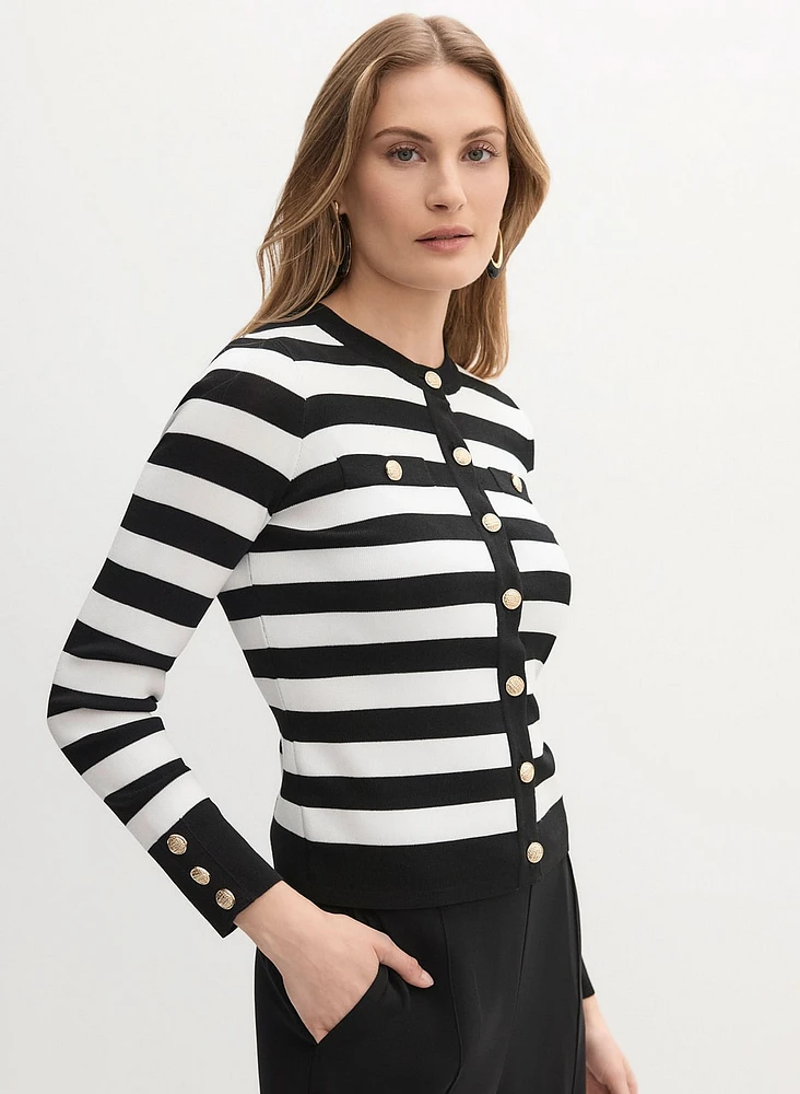 Striped Button-Up Sweater