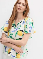 Lemon Flutter Sleeve Blouse