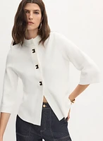 Cropped Mock Neck Cardigan