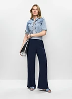 Veste en denim écourtée et pantalon à jambe large