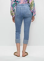 Sequin-Cuffed Capri Jeans