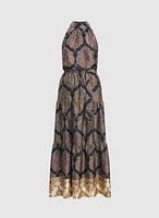 Baroque Print Satin Dress