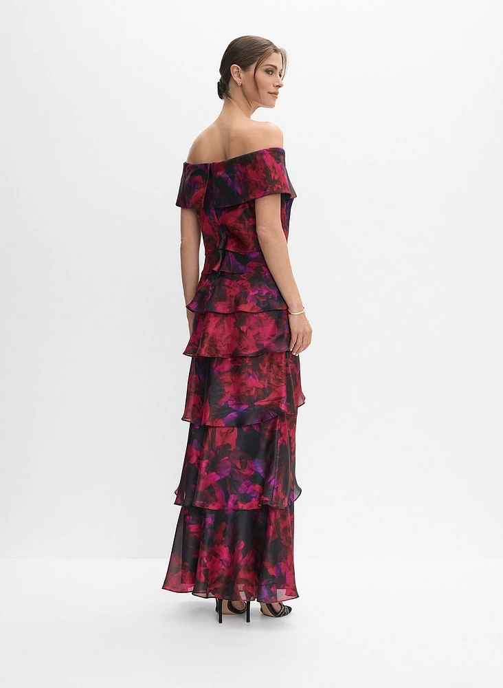 Tiered Off-Shoulder Floral Dress