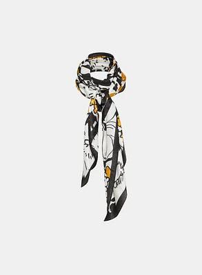 Foulard soyeux à motif floral