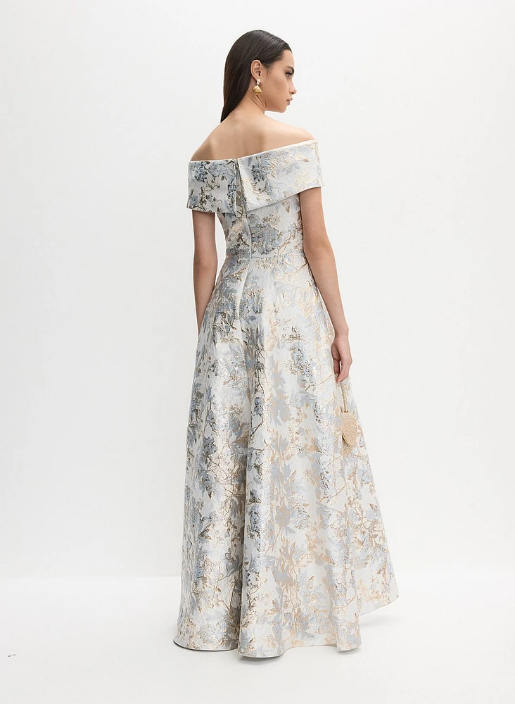 Floral Jacquard Ballgown Dress