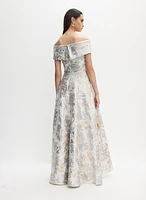 Floral Jacquard Ballgown Dress