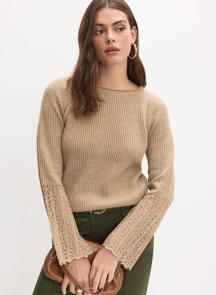 Pointelle & Rib Knit Sweater