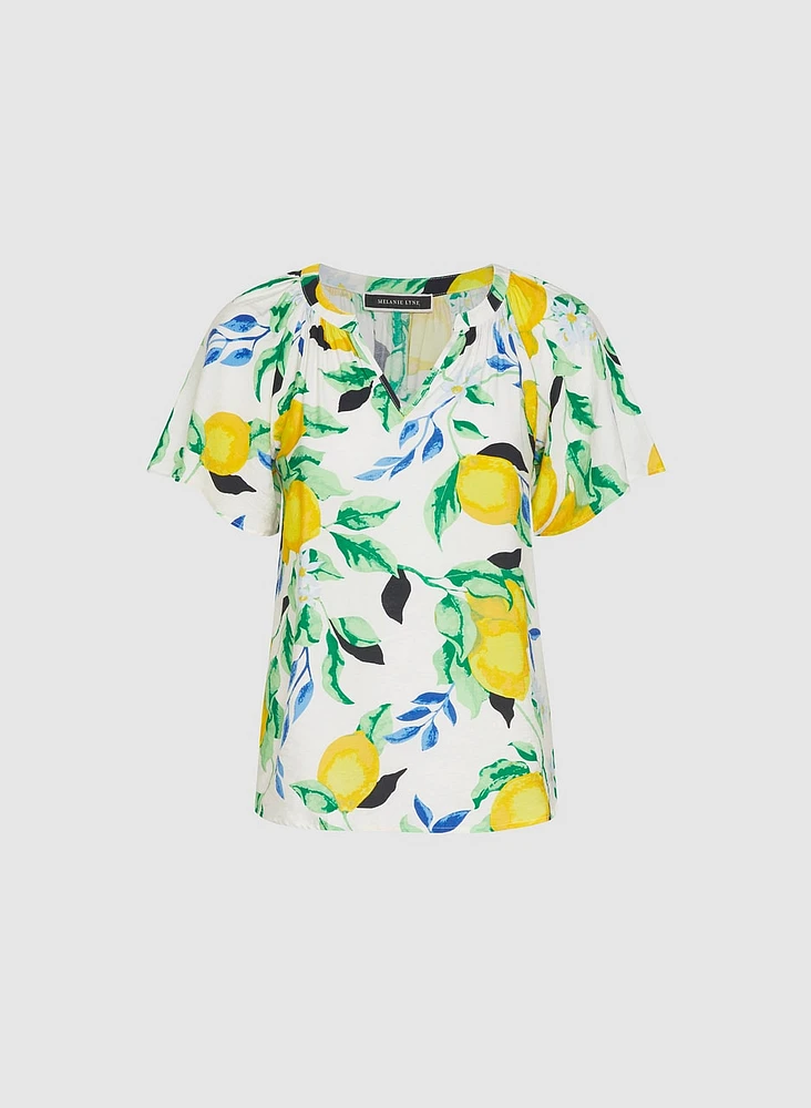 Lemon Flutter Sleeve Blouse