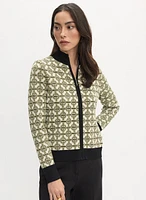 Geometrical Print Zip-Up Cardigan