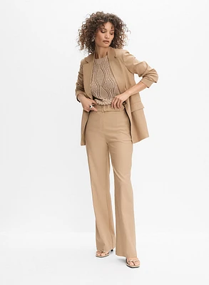 Stretch Linen Blazer & Linen-Blend Wide-Leg Pants