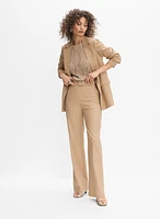Blazer extensible et pantalon large en mélange de lin