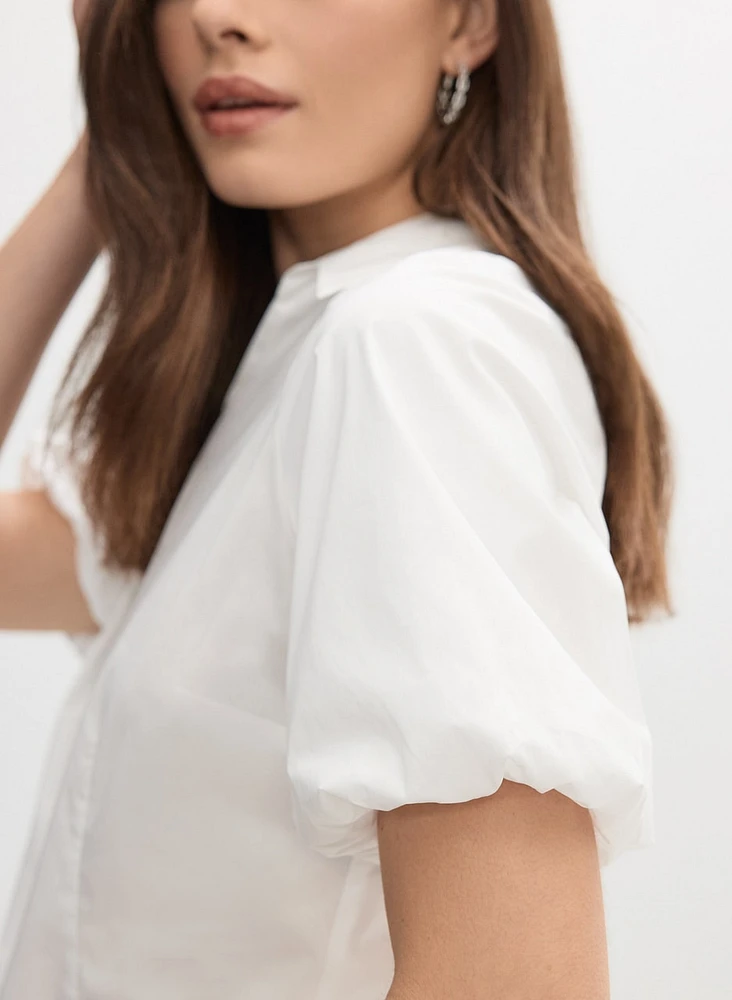 Puff Sleeve Button-Down Blouse