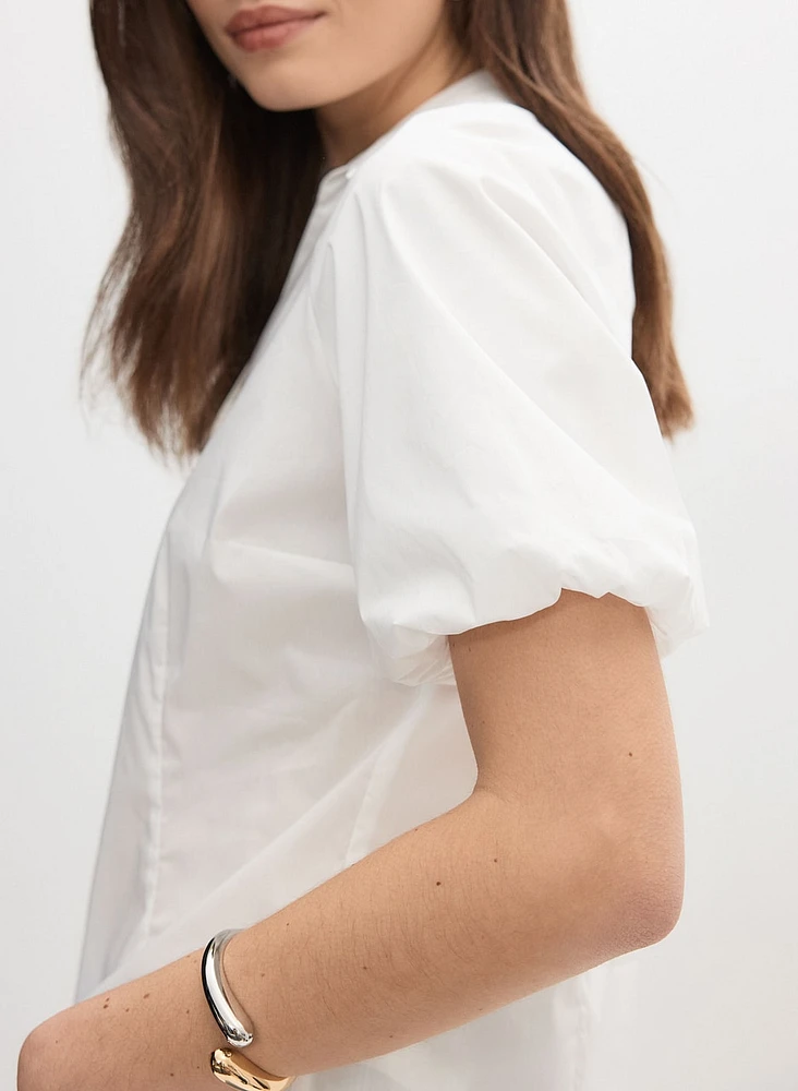 Puff Sleeve Button-Down Blouse