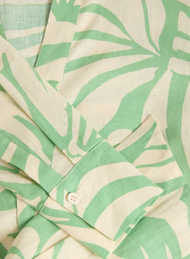 Blouse nouée à l'avant motif abstrait