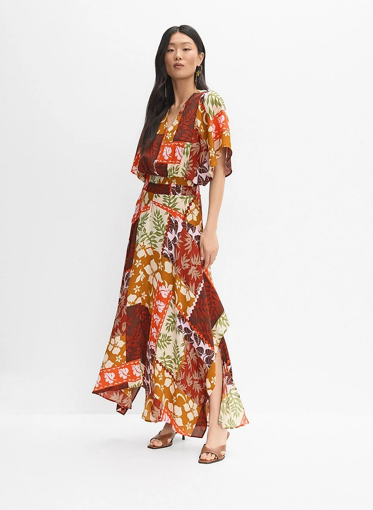 Patchwork Print Maxi Dress