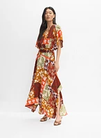 Patchwork Print Maxi Dress