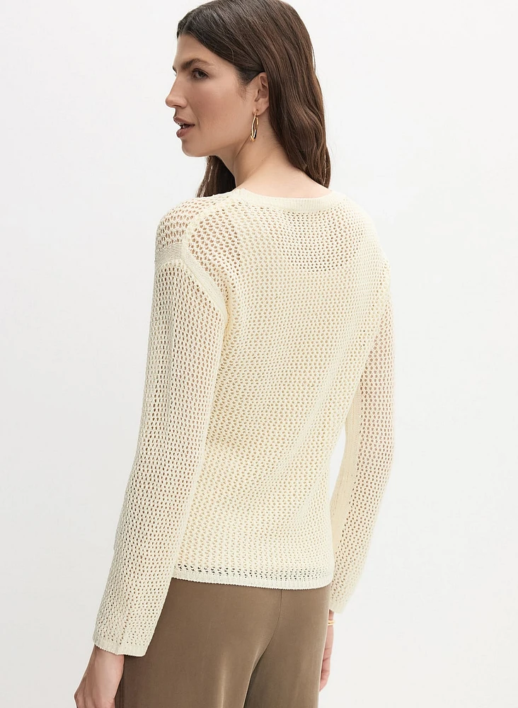 Open Knit Pullover Sweater