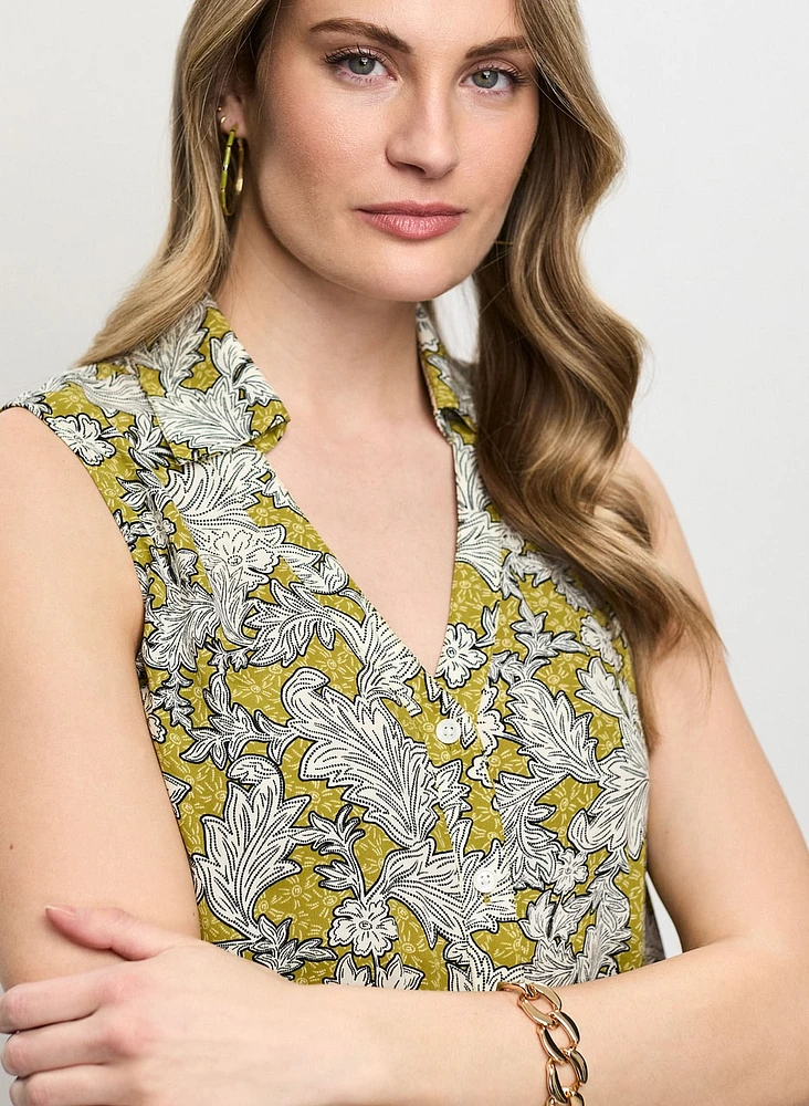 Blouse sans manches à motif floral
