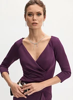 BA Nites- V-Neck Side Flounce Evening Dress