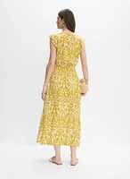 Abstract Print Smocked Waist Dress