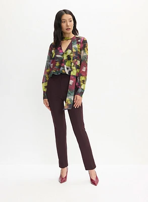 Floral Print Chiffon Blouse & Slim Leg Pants